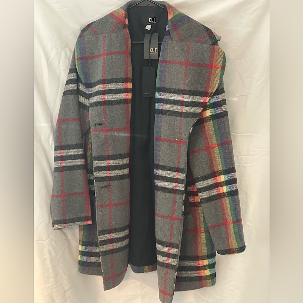 KUT Peacoat - Gray and Rainbow Plaid